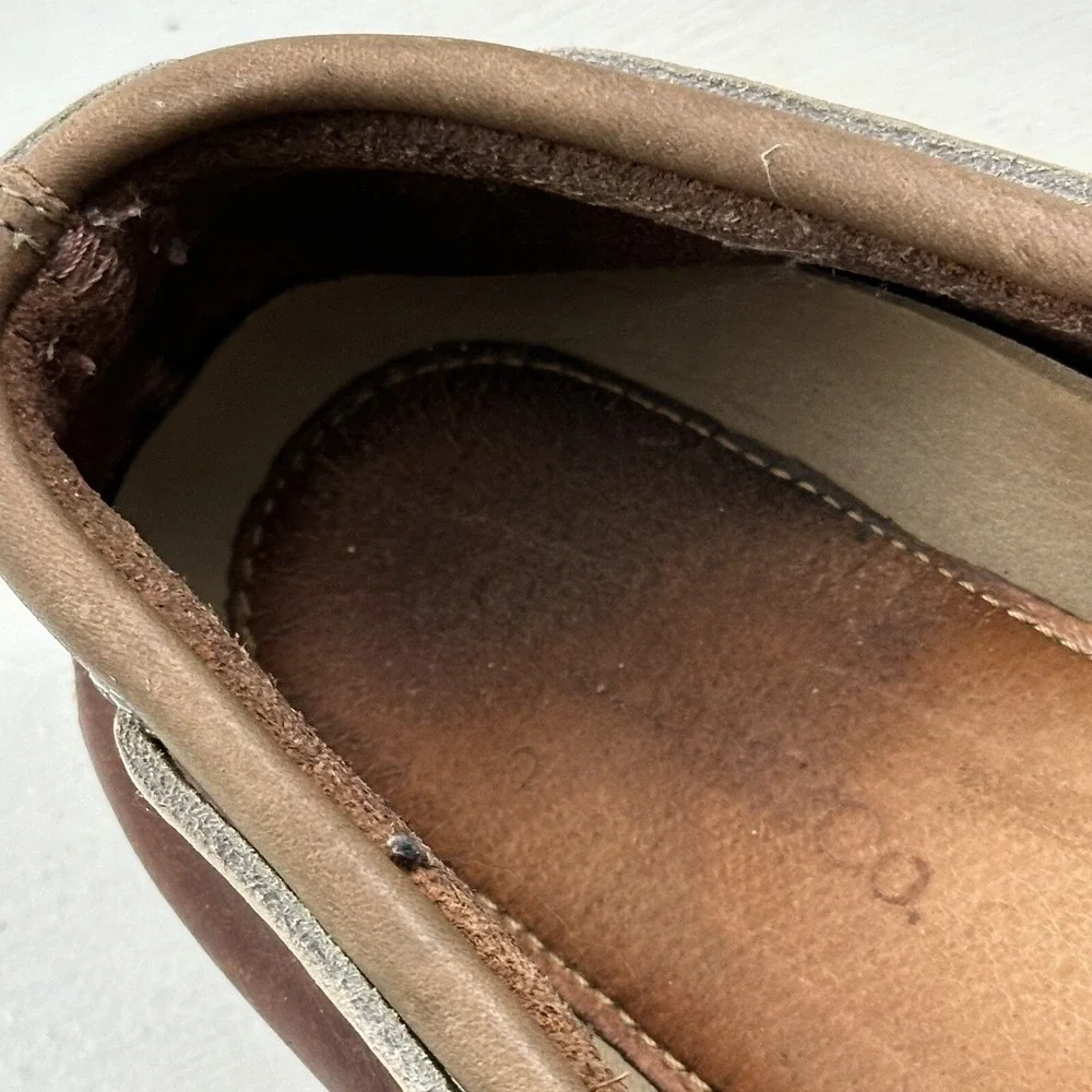 Handcrafted G.H. Bass Men's 11.5‎ Hampton Boat Shoes Brown 2 Tone Leather Deck